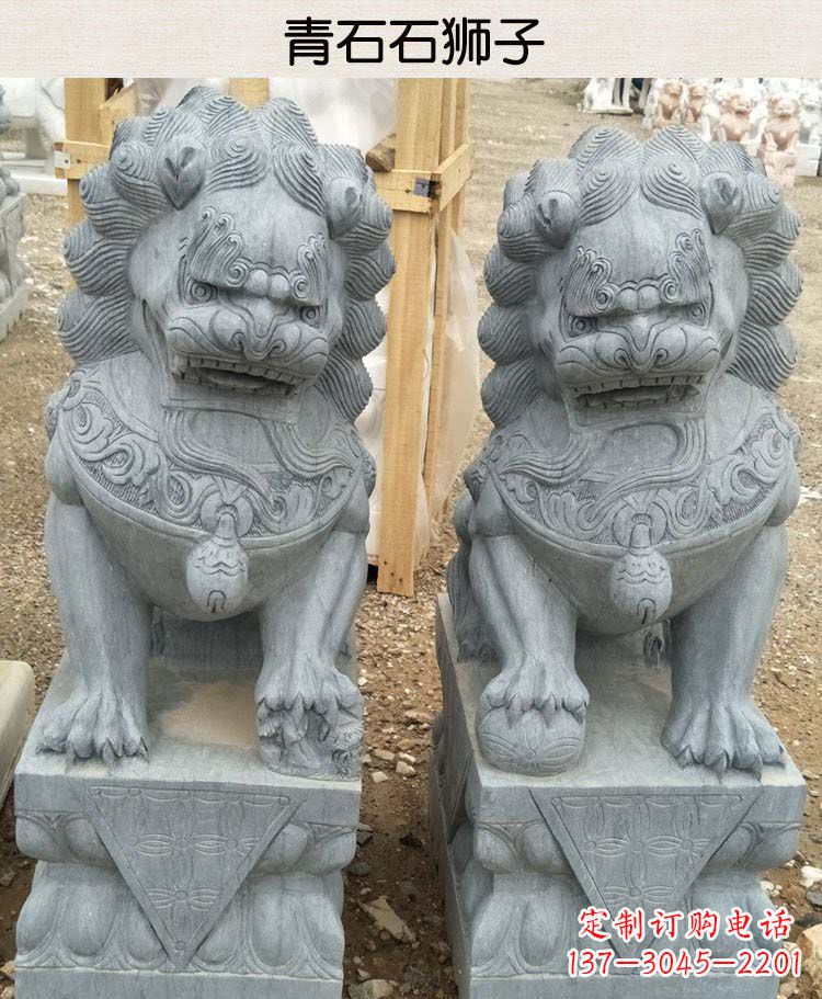 菏泽青石雕刻的传统工艺美狮