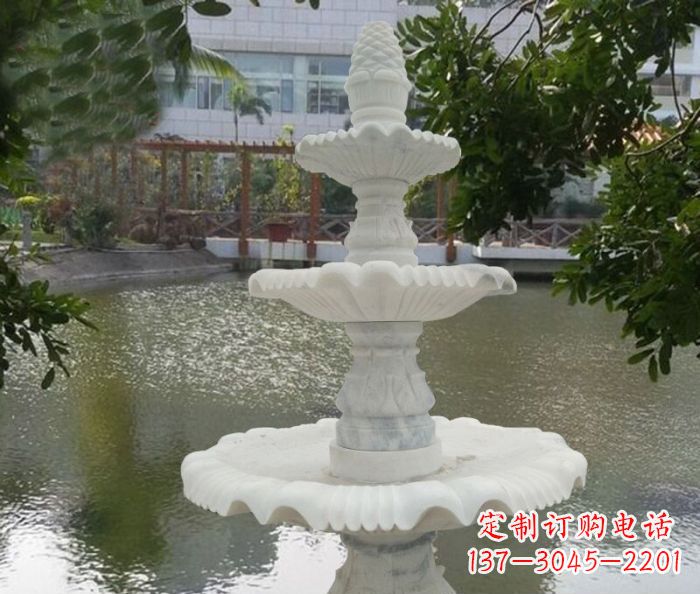 菏泽精致美观的三层喷泉汉白玉公园石雕