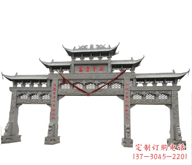 菏泽三门牌坊石雕:让您的空间增添宁静优雅