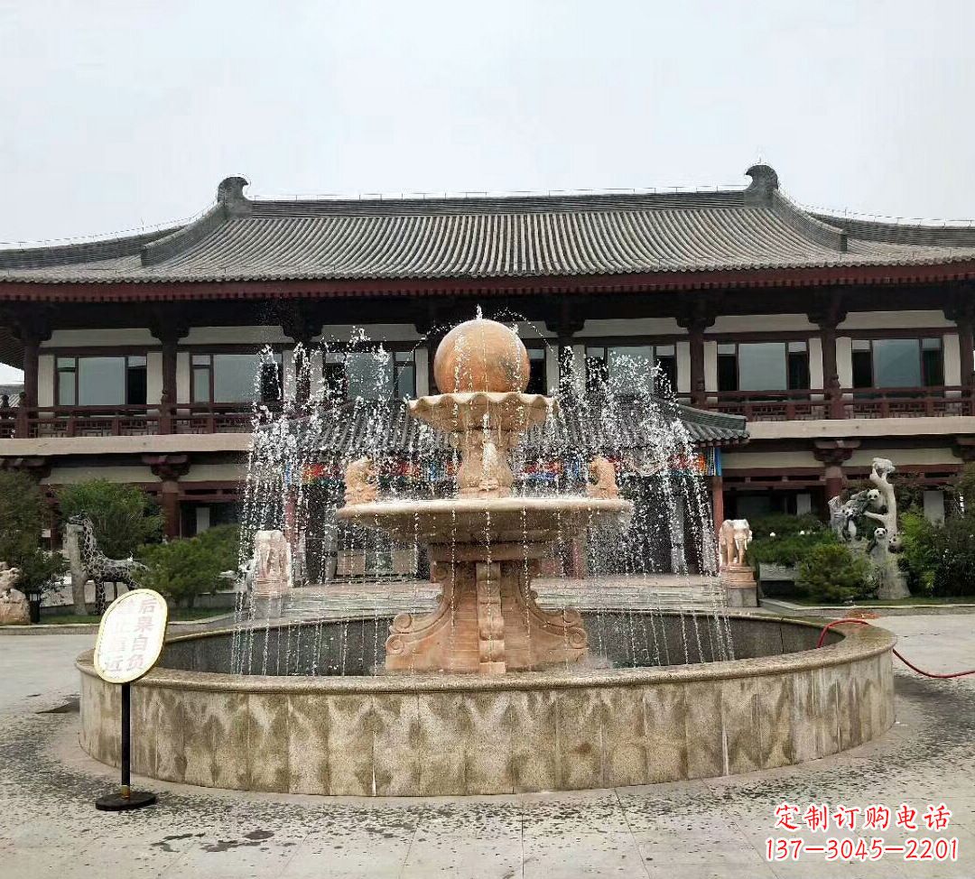 菏泽石雕风水球喷泉 (2)