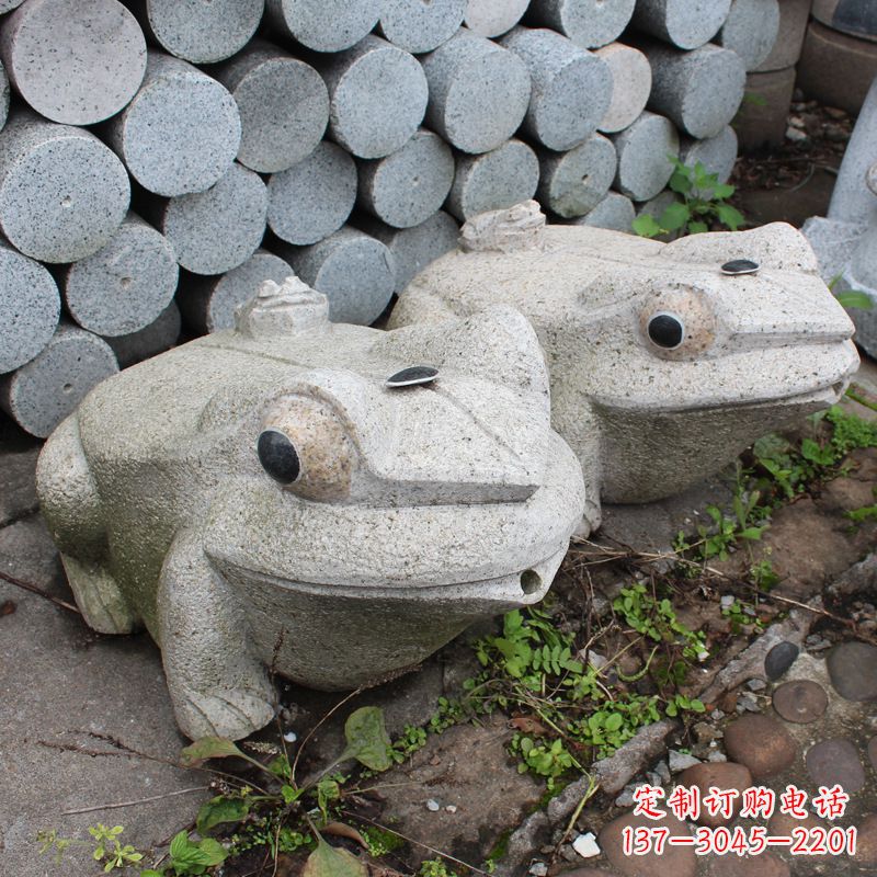 菏泽石雕青蛙喷水雕塑