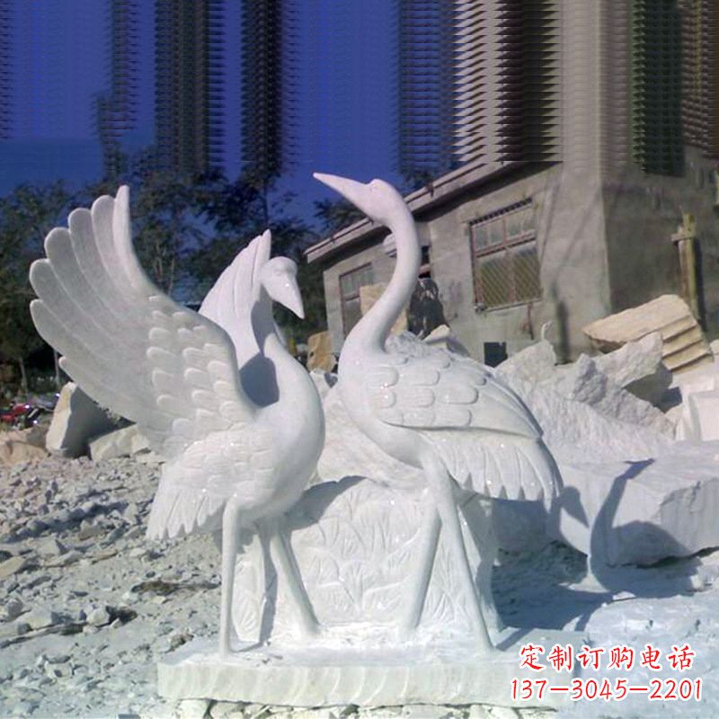 菏泽石雕仙鹤低头