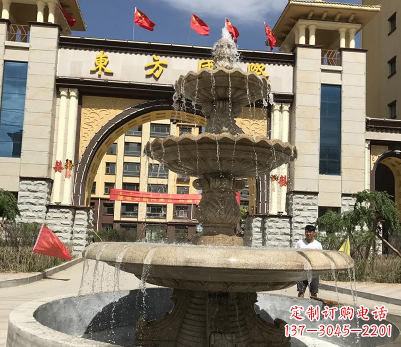 菏泽石雕小区大型喷泉雕塑