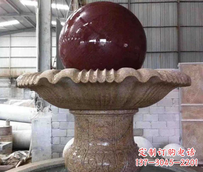 菏泽石来运转小型风水球喷泉石雕 (2)