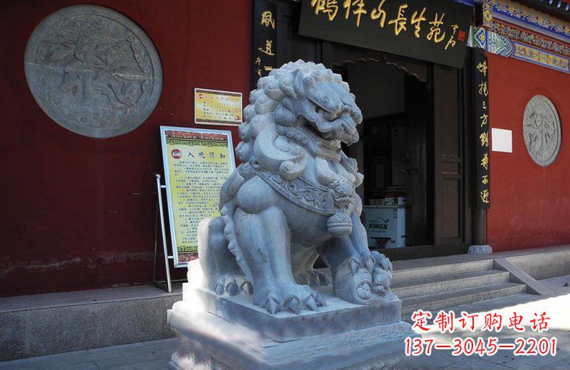 菏泽石狮子寺庙门口石雕