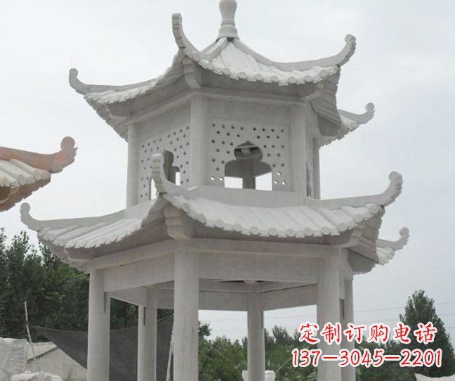 菏泽双层大理石凉亭石雕