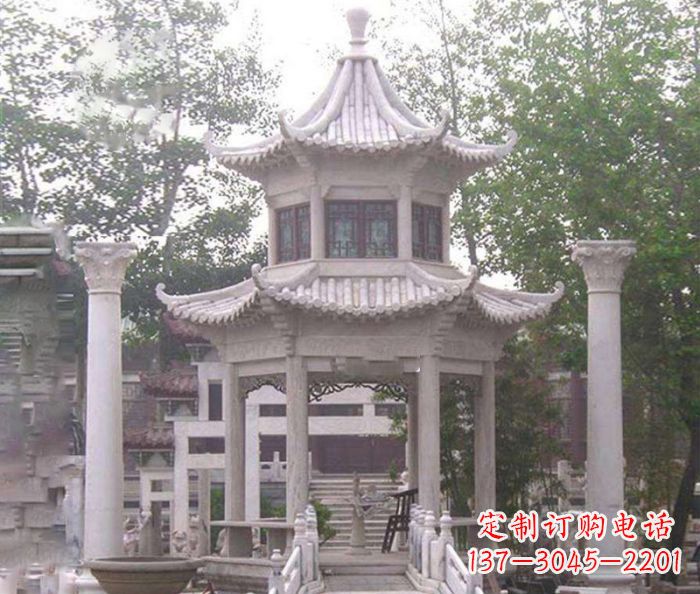 菏泽双层仿古凉亭石雕 (3)