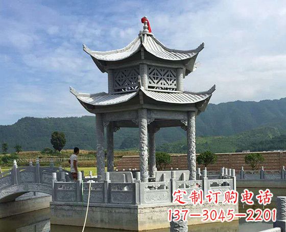 菏泽双层仿古凉亭石雕_1