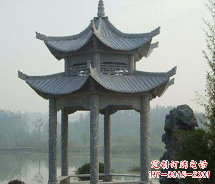 菏泽双层仿古凉亭石雕_2