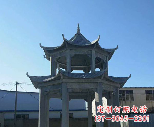 菏泽双层仿古石凉亭石雕_1