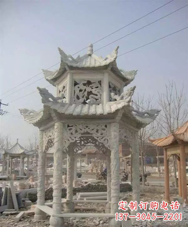 菏泽双层凉亭石雕