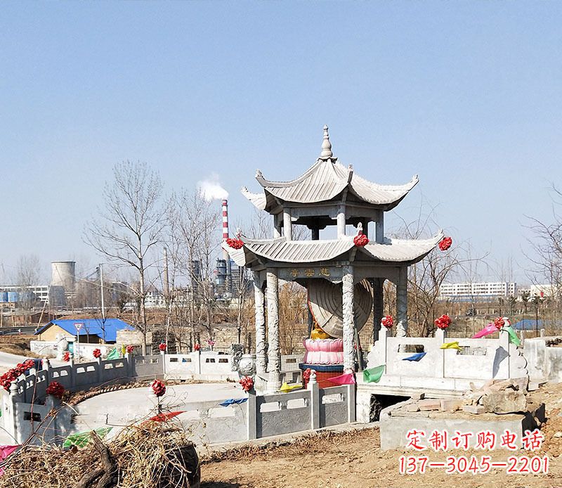 菏泽双层石凉亭石雕 (2)