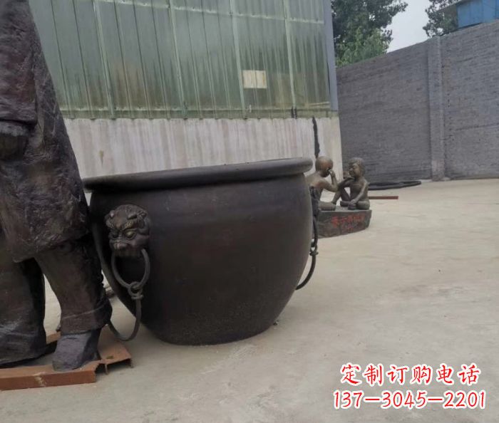 菏泽水缸铜雕塑 (2)