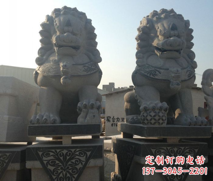 菏泽寺庙景观仿古石狮子 (2)