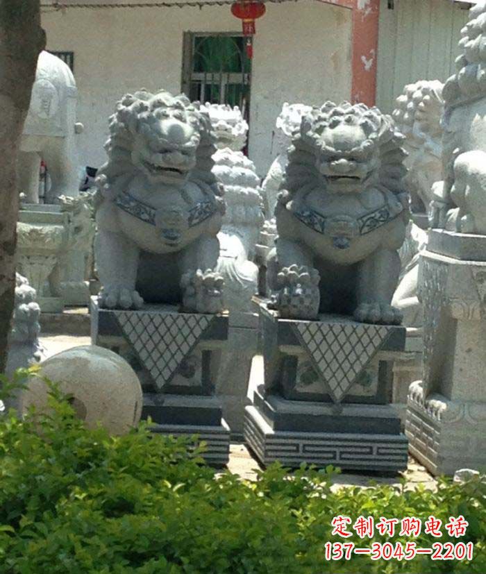 菏泽寺庙景观仿古石狮子