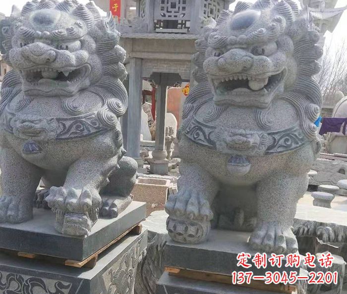 菏泽寺庙景观仿古石狮子 (3)