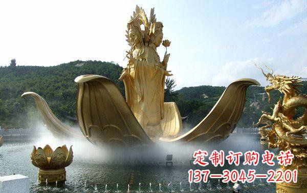 菏泽寺庙三面观音雕像