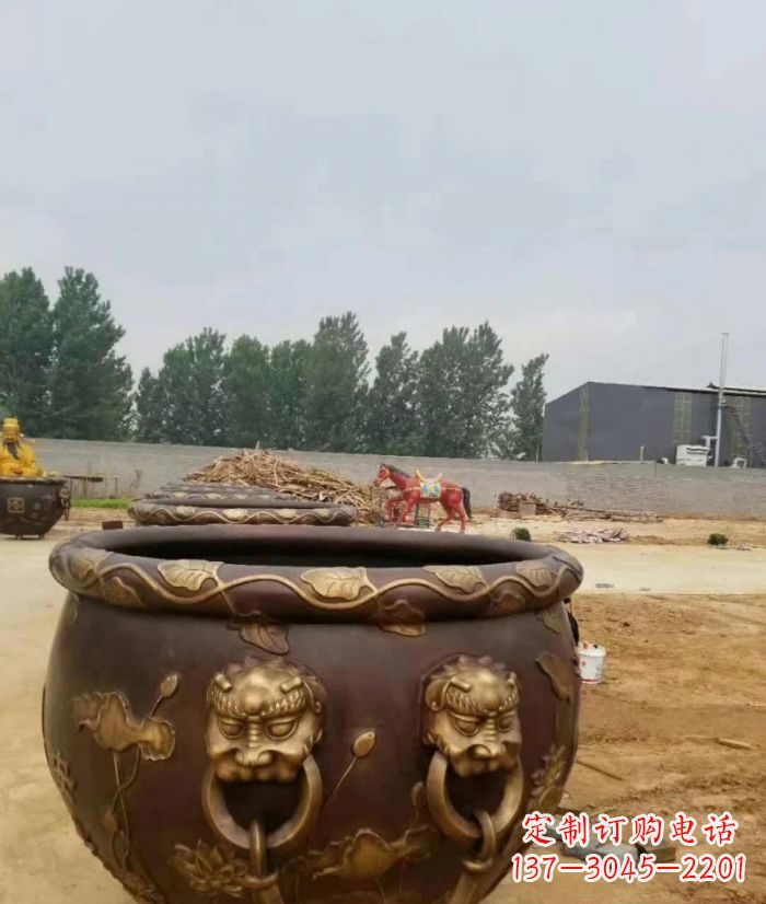 菏泽寺庙水缸铜雕 (4)