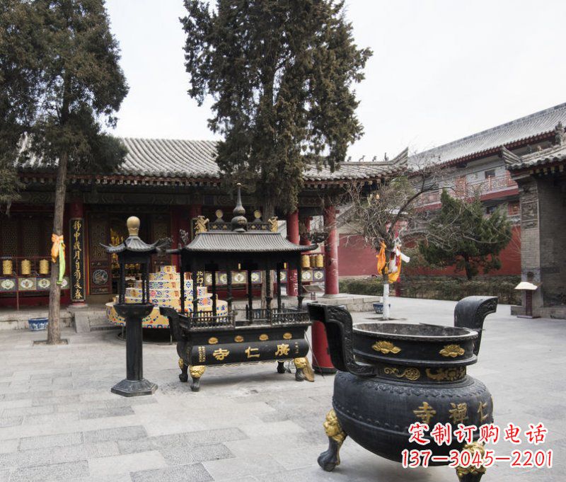 菏泽寺庙铜香炉铜雕