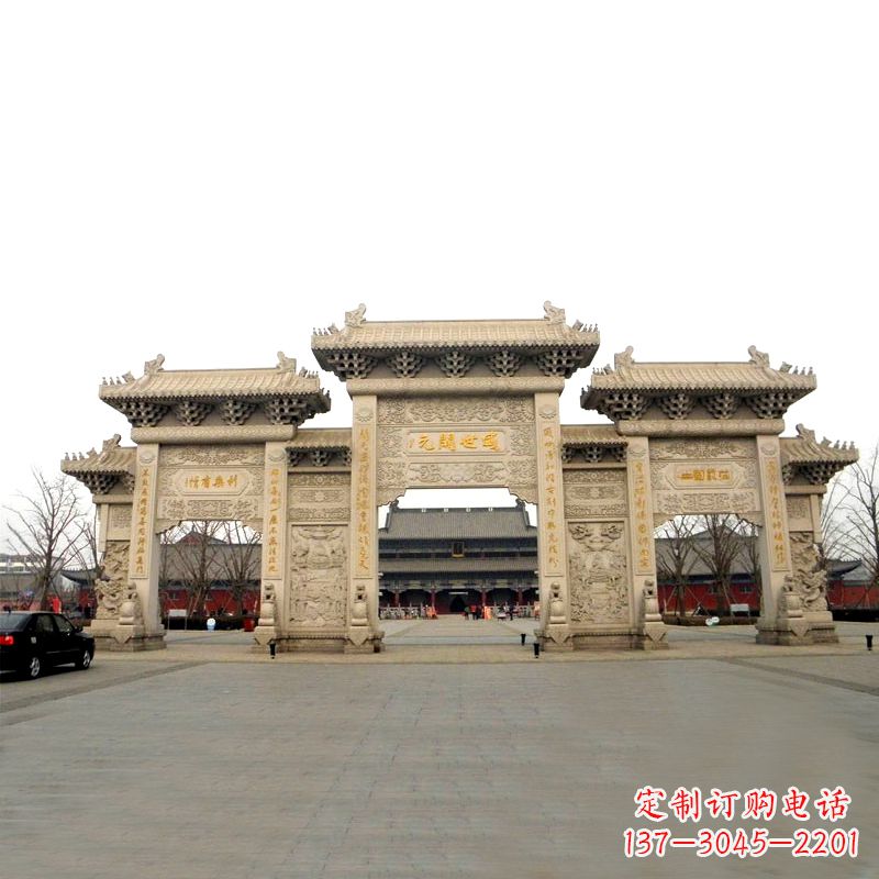菏泽寺院景区石雕牌坊