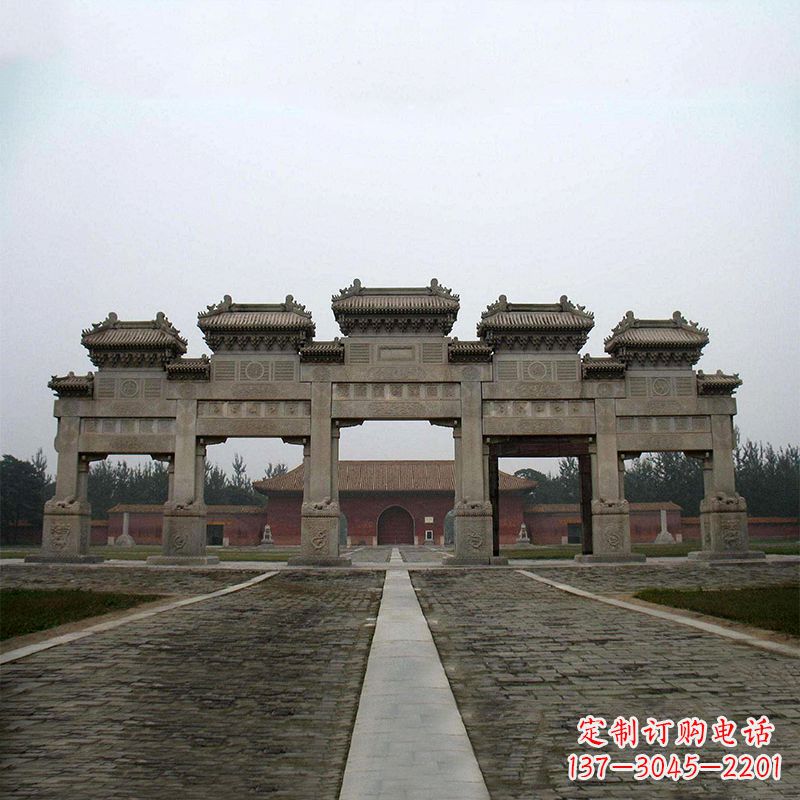 菏泽寺院五门石牌楼