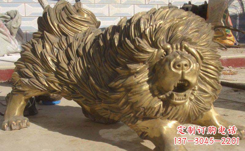 菏泽松狮犬动物铜雕