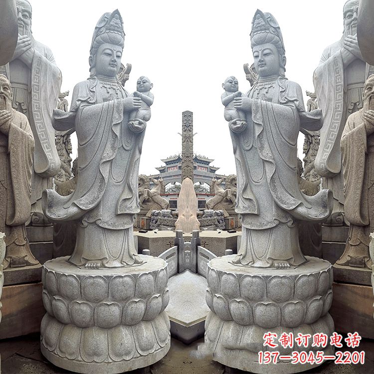 菏泽送子观音青石雕塑