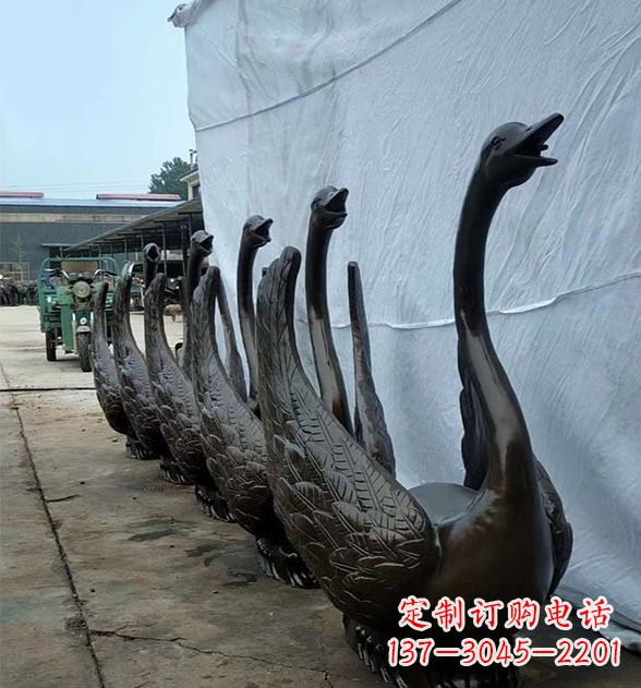 菏泽天鹅喷泉铜雕,园林喷泉水景流水组件