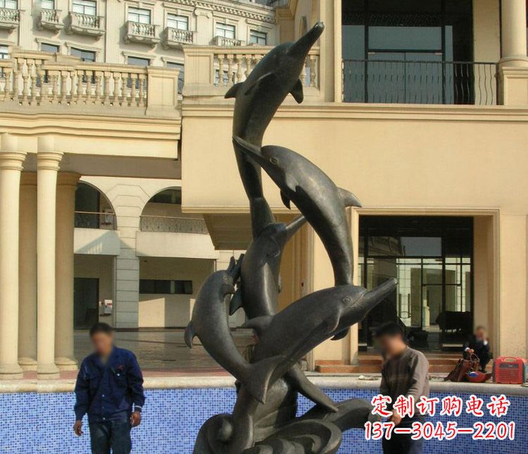 菏泽跳跃海豚景观铜雕