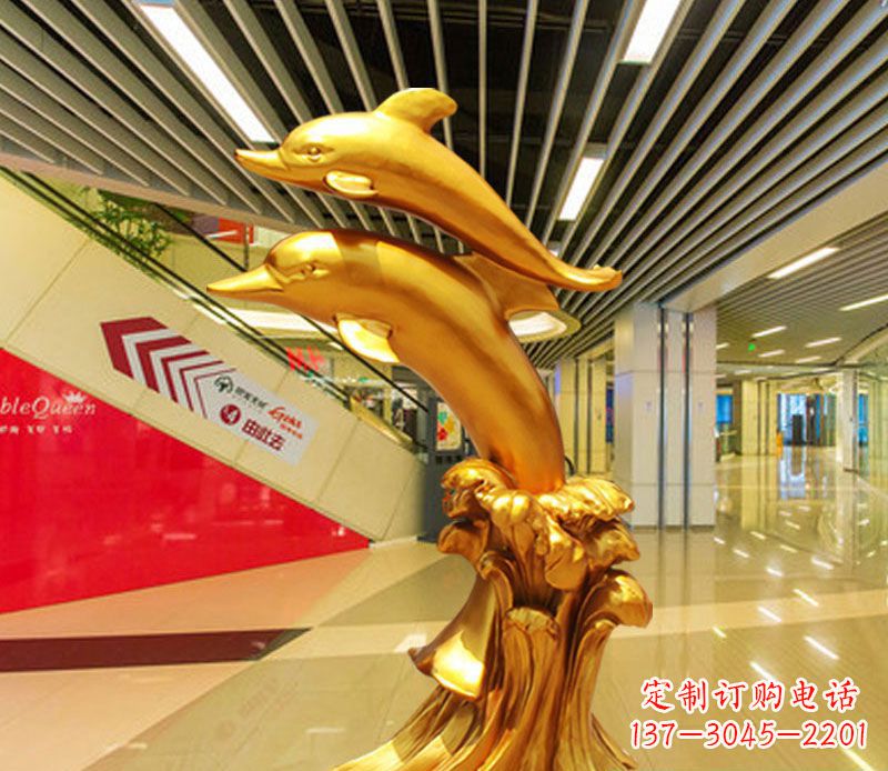 菏泽跳跃的海豚铜雕