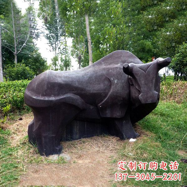 菏泽铜雕抽象牛-公园草坪水牛雕塑