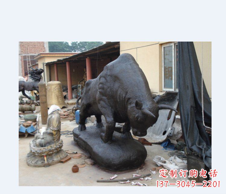 菏泽铜雕广场水牛动物雕塑