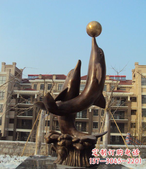 菏泽铜雕海豚雕塑 (2)