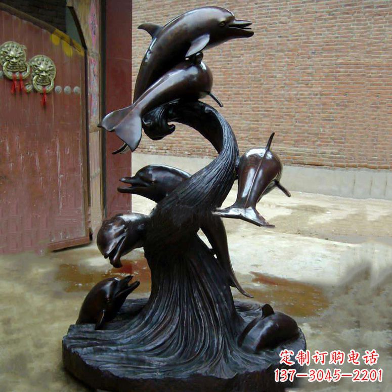 菏泽铜雕海豚景观雕塑