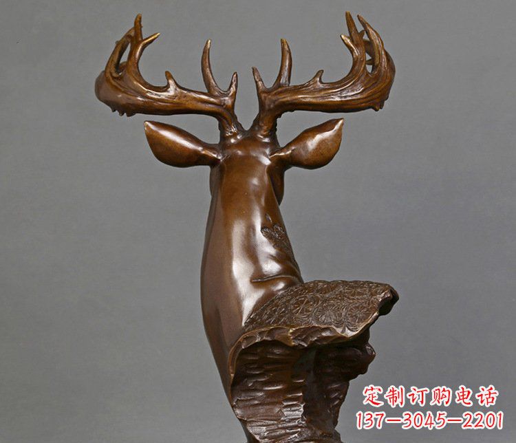 菏泽铜雕吉祥招财鹿头雕塑摆件