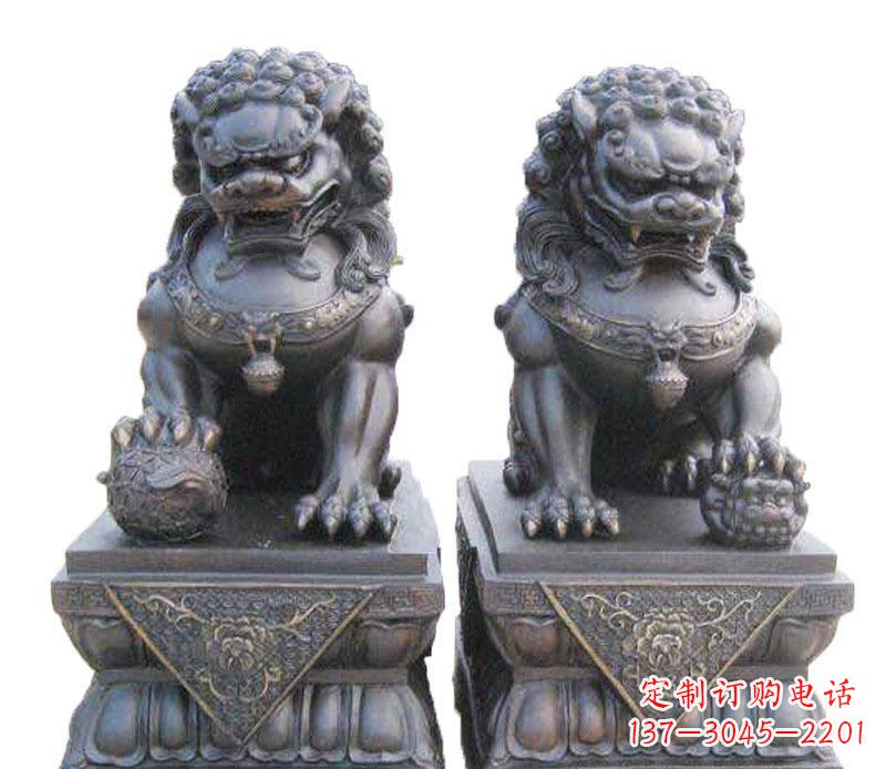 菏泽铜雕酒店镇宅招财狮子摆件 (2)