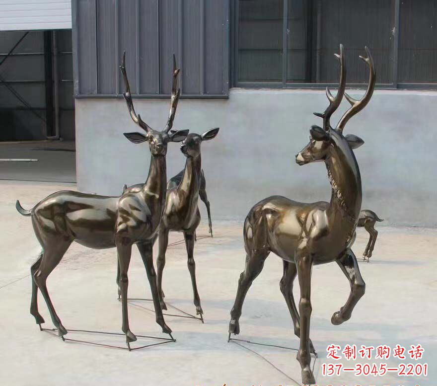 菏泽铜雕鹿群雕塑
