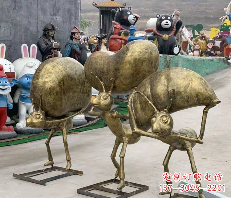 菏泽铜雕蚂蚁搬家雕塑
