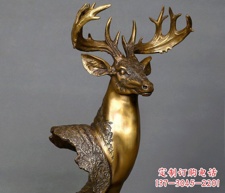 菏泽铜雕如意铜鹿头摆件
