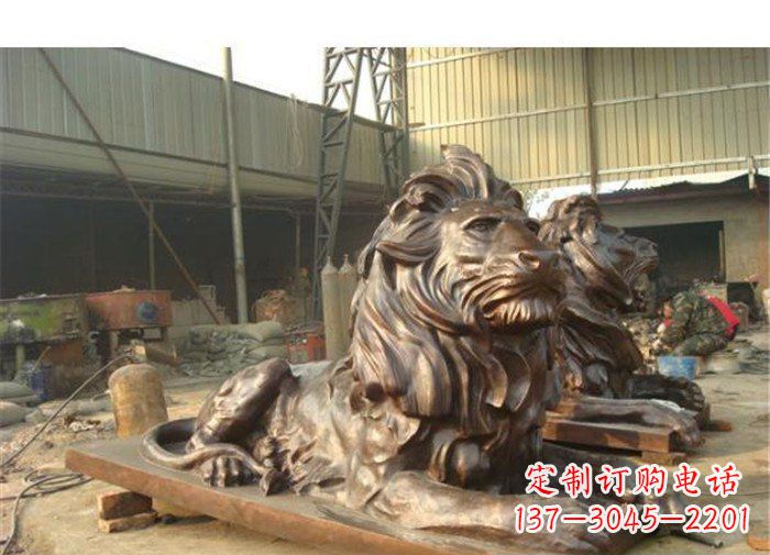 菏泽铜雕狮子公司门口雕塑