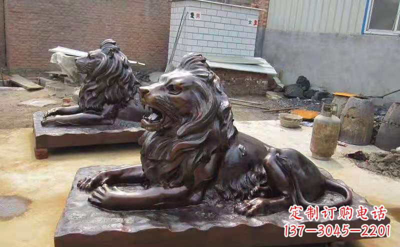 菏泽铜雕狮子户外摆件镇宅动物雕塑