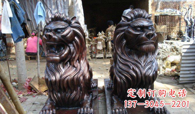 菏泽铜雕狮子公司门口雕塑 (2)