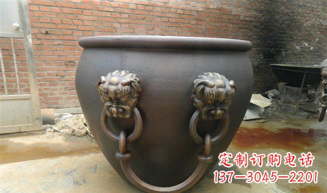 菏泽铜雕水缸寺庙景观雕塑_2