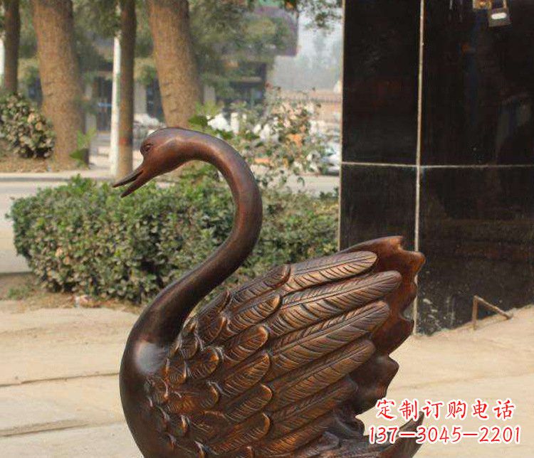 菏泽铜雕水景天鹅动物雕塑