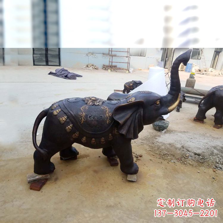 菏泽铜雕小象雕塑摆件