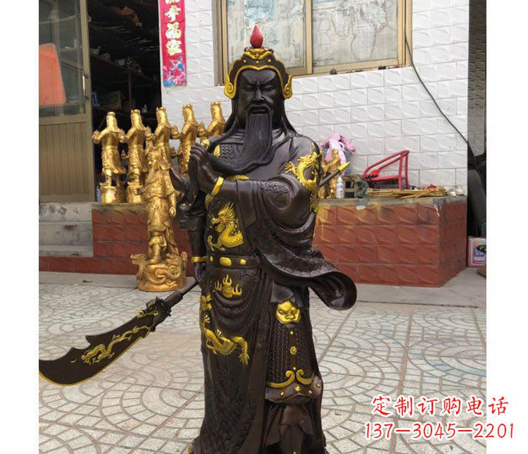 菏泽铜雕镇宅关公寺庙神像雕塑摆件 (2)