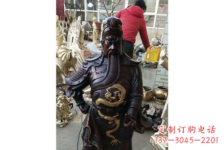 菏泽铜雕镇宅关公寺庙神像雕塑摆件 (4)