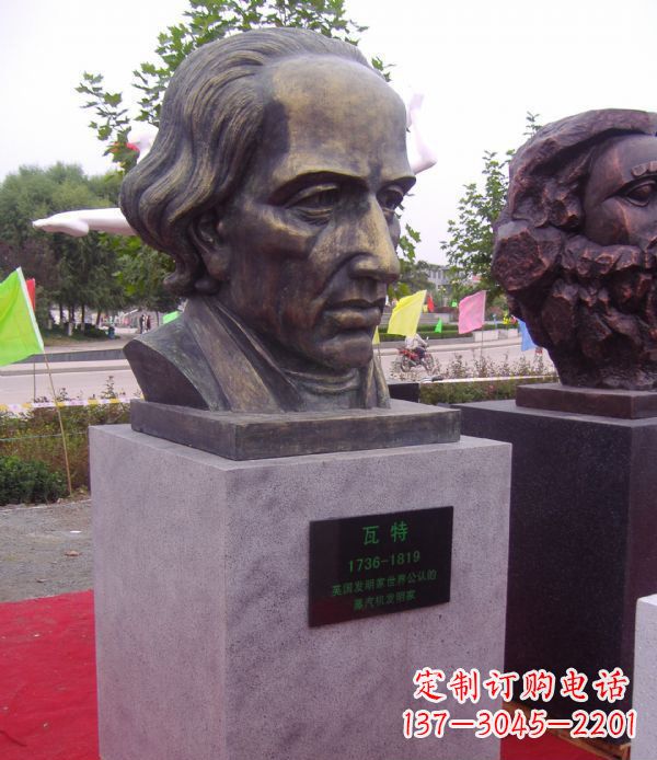 菏泽瓦特胸像名人铜雕 (2)