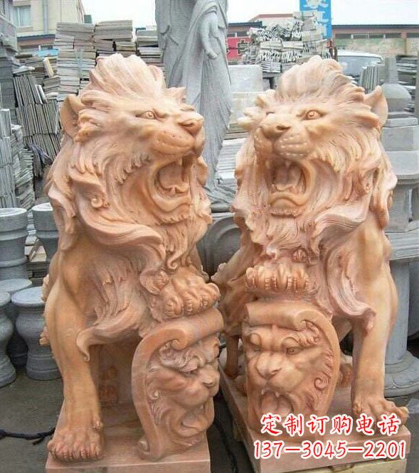 菏泽晚霞红盾牌欧式狮子