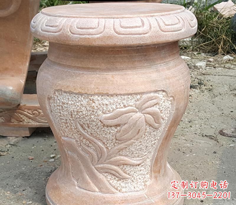 菏泽晚霞红景观蝴蝶石凳